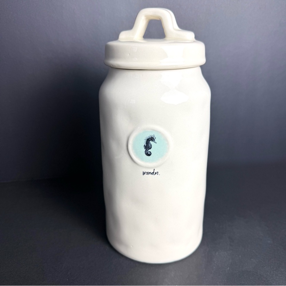 RAE DUNN ARTISAN COLLECTION By MAGENTA Seahorse Canister “Wander” Beach Seahorse